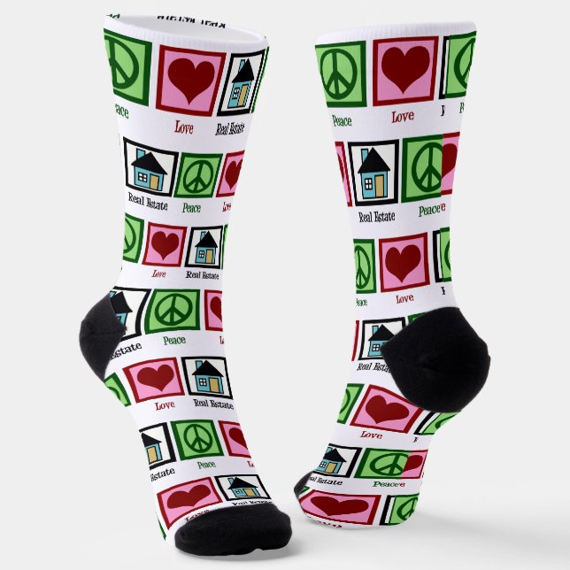 Calcetines Peace Love Real Estate Cute House Realtor (Angular)