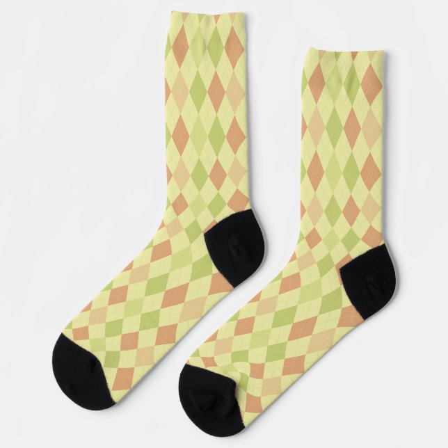 Calcetines Peach Pink and Lime Green Diamond Retro Crazy Sock (Izquierda)