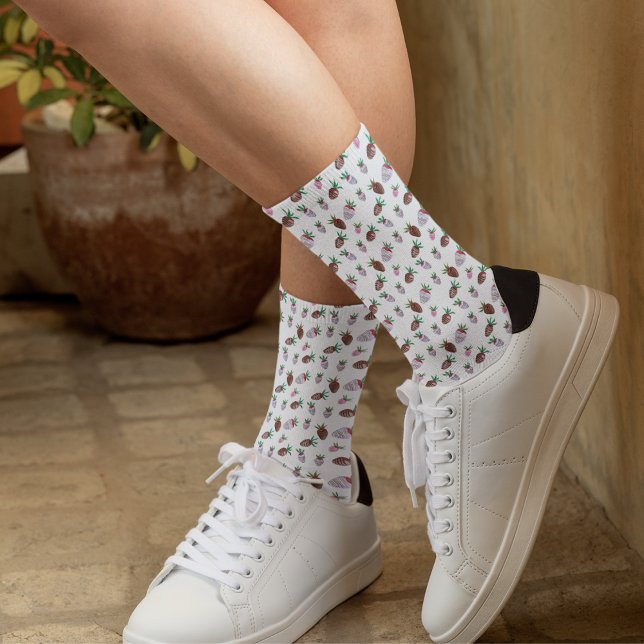 Calcetines Pegatinas de fresas cubiertas de chocolate acuarel (Subido por el creador)
