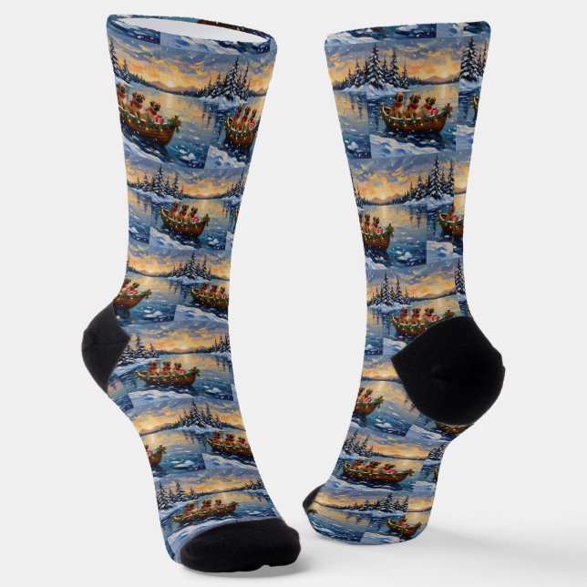 Calcetines Pekingese Christmas Boat Holiday (Angular)