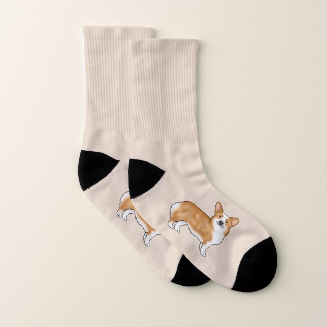 Calcetines Pembroke Rojo Y Blanco Corgi Corgi Cartojo Perro (Par)