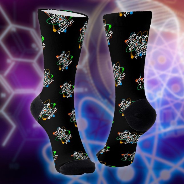 Calcetines Pensar Como Una Cita De Ciencia Divertida De Proto (Think Like A Proton Fun Science Quote Socks)