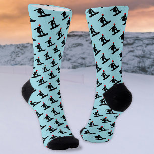 Calcetines Pequeño motivo de snowboard en azul hielo o cualqu