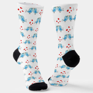 Calcetines Pequeños pájaros azules en blanco