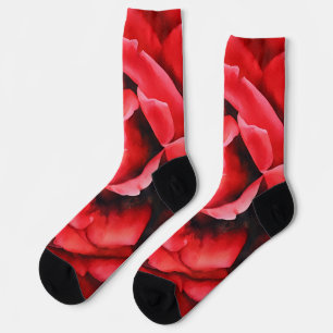 Calcetines Pérez Rojo Rojo Pétalos Arte Crazy Socks