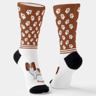 Calcetines Perrito Papillon Rojo Y Blanco Con Nombre Y Patas