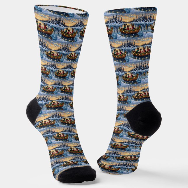 Calcetines Perro Affenpinscher Navidad Barco Fiesta (Angular)