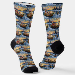 Calcetines Perro afgano Navidad Barco Fiesta