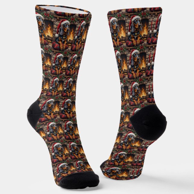 Calcetines Perro Bluetick Coonhound Lodge Navideño Acogedor (Angular)