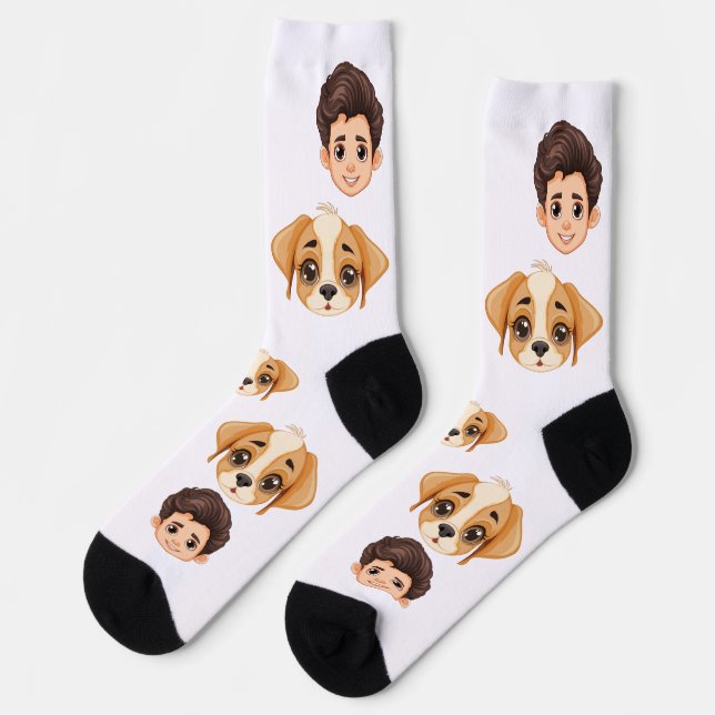 Calcetines Perro con las caras de pareja personalizadas y div (Izquierda)