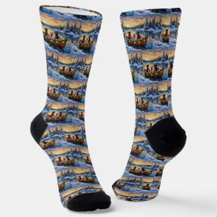Calcetines Perro de Agua Portugués Navidad Barco Fiesta