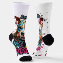 Perro de arte pop con estampado azul naranja