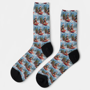 Calcetines Perro de Bernedoodle en la cornisa, Navidades de l