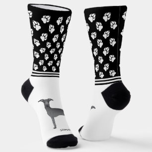 Calcetines Perro de Greyhound Azul Italiano Con Nombre Y Past