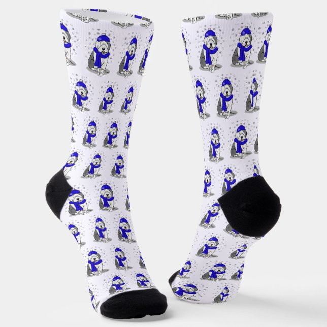 Calcetines Perro de perro de perro de perro viejo inglés azul (Angular)