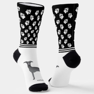 Calcetines Perro Galgo Italiano Azul con nombre y patas
