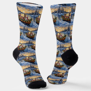 Calcetines Perro Ganadero Australiano Barco Navideño Vacacion