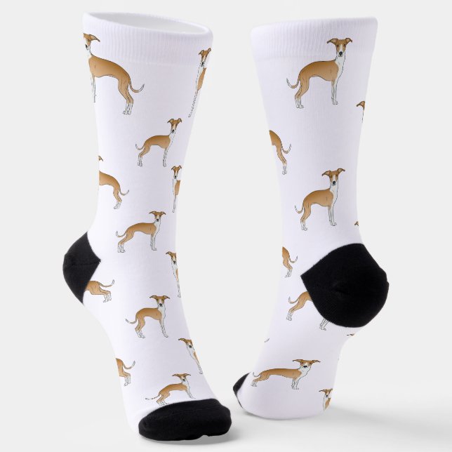 Calcetines Perro Italiano Gris Castaño y Blanco Patrón de Per (Angular)