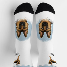 Calcetines Perro Pastor Alemán de color negro y fuego con nom