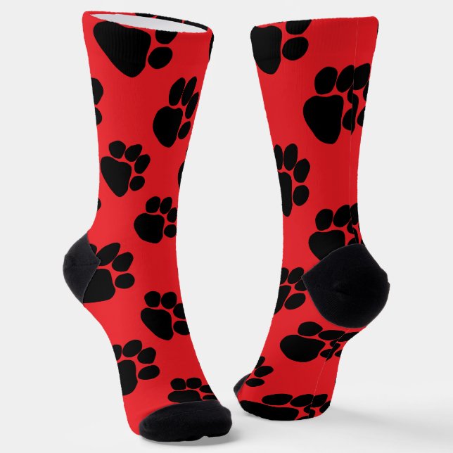 Calcetines Perro Paws Regalo de cumpleaños Rojo (Angular)