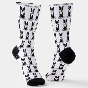 Calcetines Perro Terrier de Boston (negro) con gafas de sol