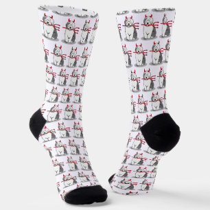 Calcetines Perro travieso viejo inglés malvado (gris 1)
