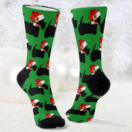 Calcetines Perros escoceses en Navidades de Novedad Santa Hat