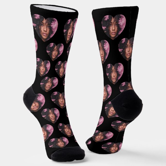 Calcetines Personalised Girlfriend Heart Face (Angular)