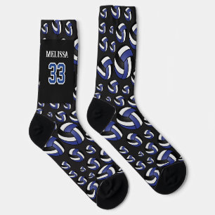 Calcetines Personaliza Azul Oscuro, Negro y Blanco Volleyball