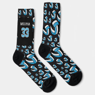 Calcetines Personaliza Baby Blue, Negro y Blanco Volleyball
