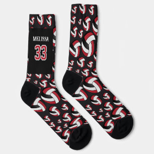Calcetines Personaliza Rojo, Negro y Blanco Volleyball 