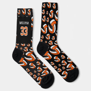 Calcetines Personaliza voleibol naranja, negro y blanco