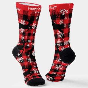 Calcetines personalizables de cuadros de reno "Fel