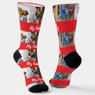 Calcetines personalizables Rojo 4 Collage de Fotos