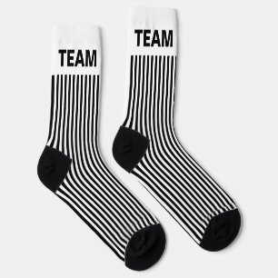 Calcetines Personalización de TEAM NAME Black White Stripes