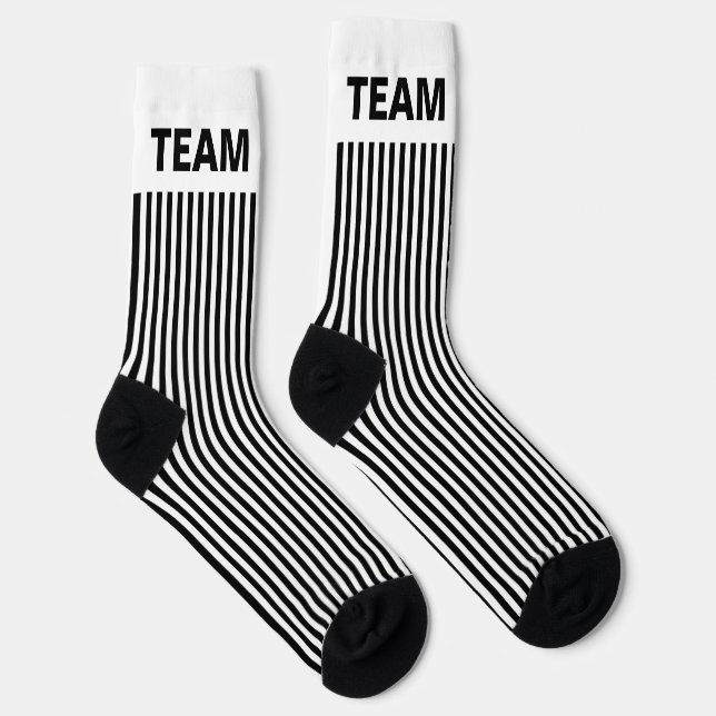 Calcetines Personalización de TEAM NAME Black White Stripes (Derecha)