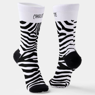 Calcetines Personalización del patrón de cebra blanco negro