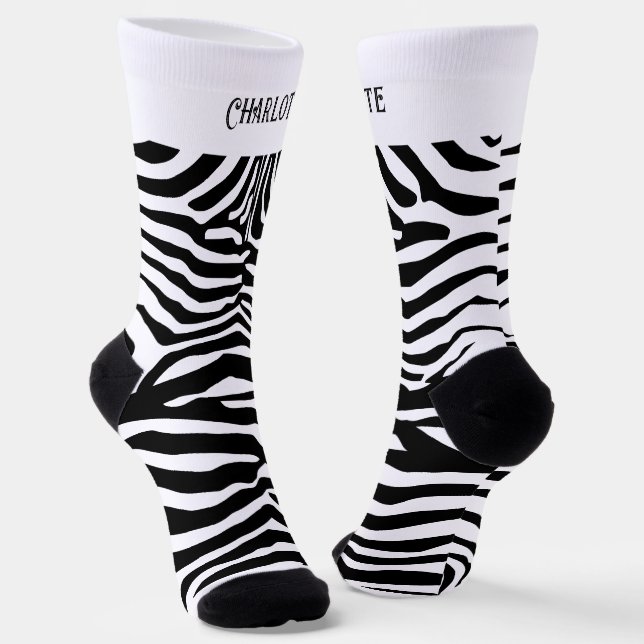 Calcetines Personalización del patrón de cebra blanco negro (Angular)