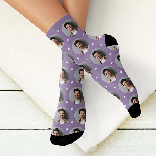 Calcetines Personalizado Boyfriend Photo Lavender Love (Subido por el creador)