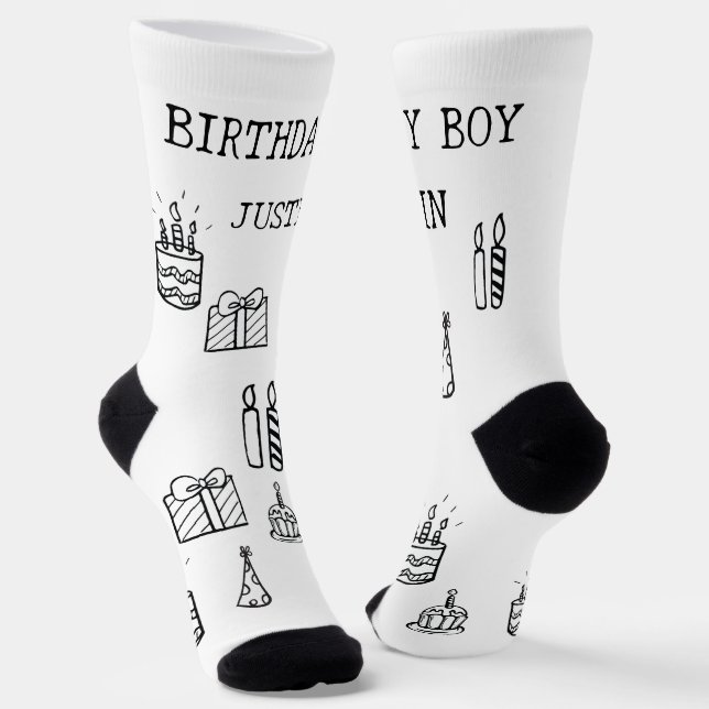 Calcetines Personalizado de arte de Birthday Doodle personali (Angular)