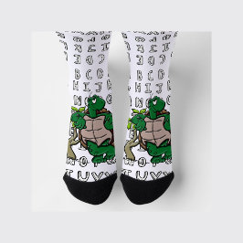 Calcetines personalizado de Guay de tortuga verde con alfabet