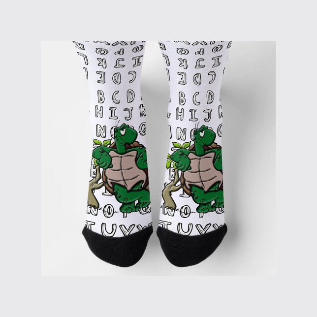 Calcetines personalizado de Guay de tortuga verde con alfabet (Subido por el creador)