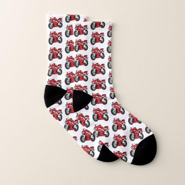 Calcetines Personalizado de motocicleta roja (Par)