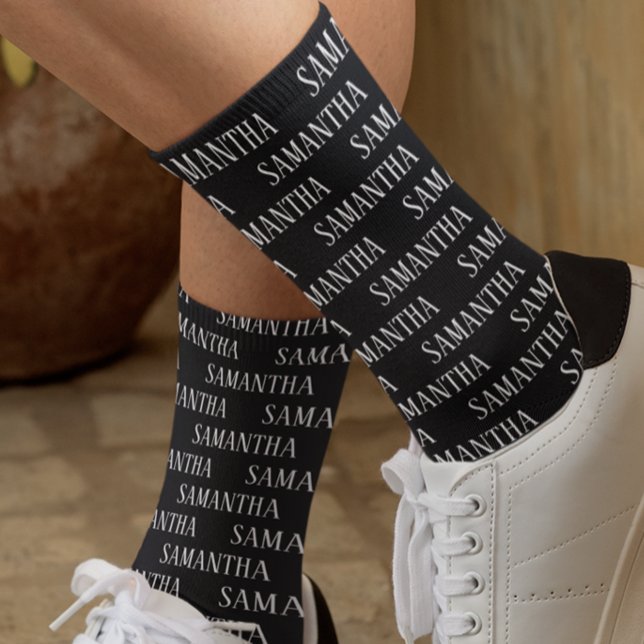 Calcetines Personalizado de patrón de repetición de nombre pe (Subido por el creador)