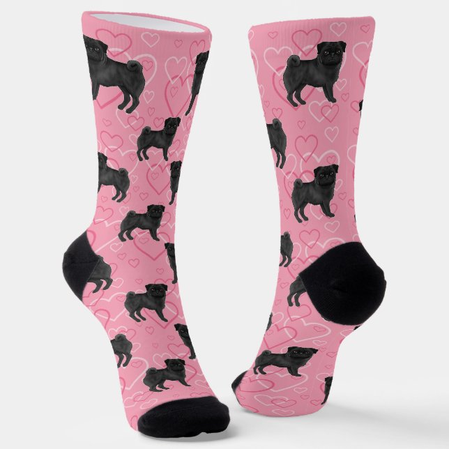 Calcetines Personalizado de perro de cerdo negro rompe patrón (Angular)