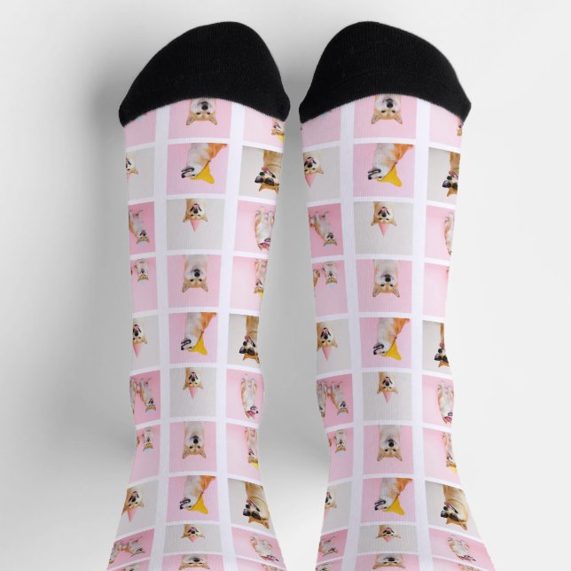 Calcetines personalizado de regalo de fotografía de 15 collag (Arriba)
