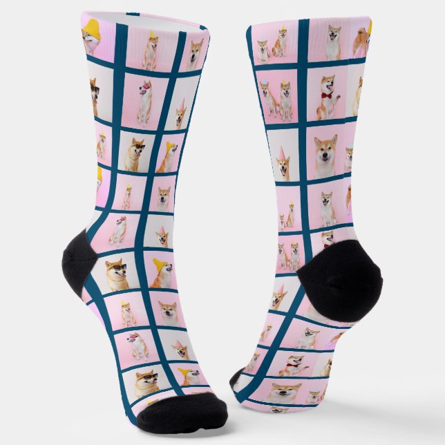 Calcetines personalizado de regalo de fotografía de 15 collag (Angular)