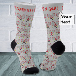 Calcetines Personalizado de tenis patrón de texto gris rojo