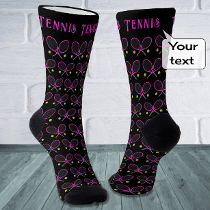Calcetines Personalizado de tenis texto modelo deportivo rosa