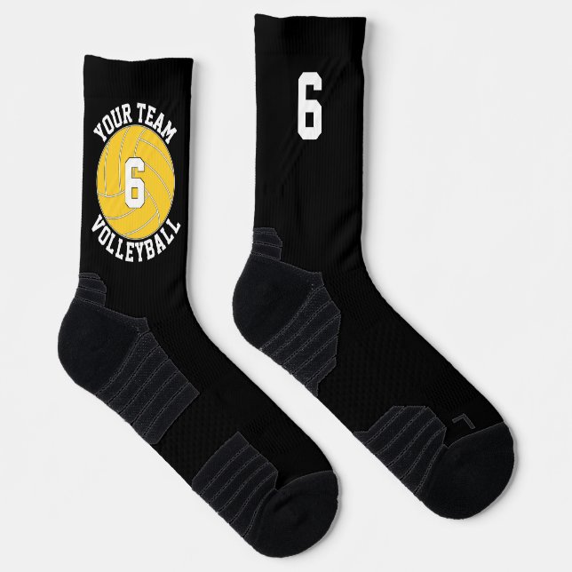 Calcetines Personalizado de voleibol amarillo nombre del equi (Derecha)